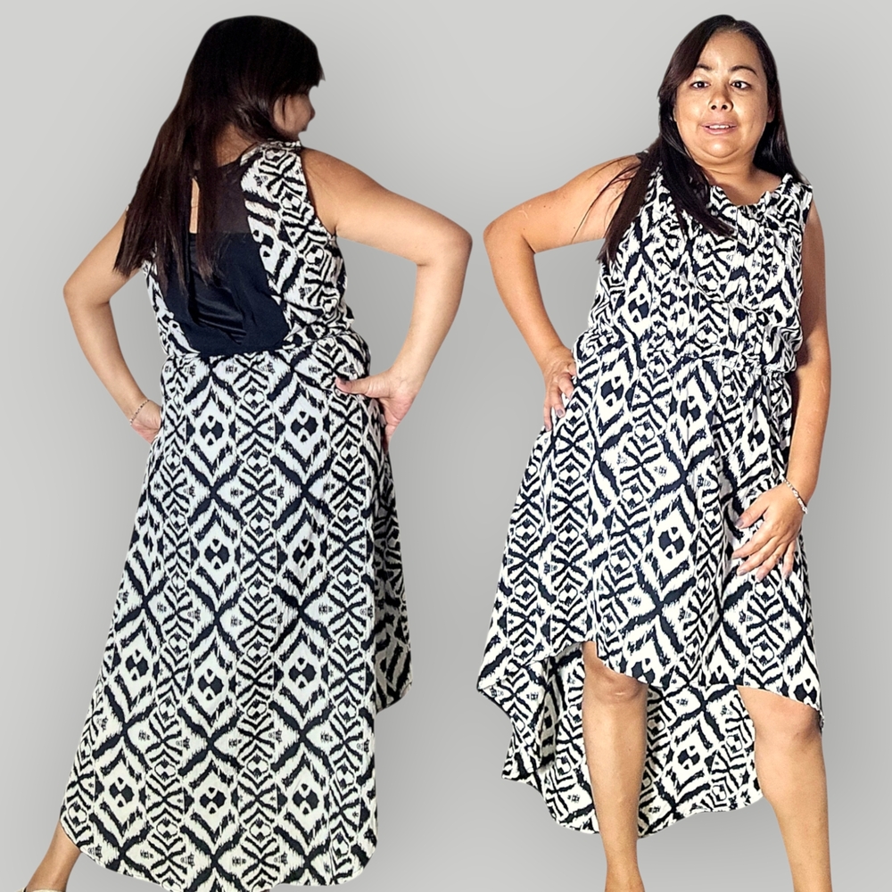 Dex Womens Medium Monochrome High Low Dress